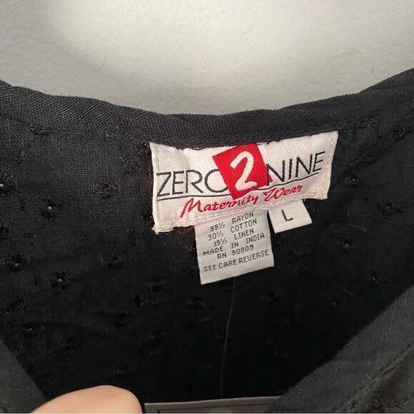 Zero to Nine Maternity Wear Women’s Eyelet Mini Slip Dress Black L - Picture 2 of 3